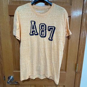 AEROPOSTALE 87 Men's L Orange Short Sleeve Graphic Embroidered T-Shirt Shirt EUC